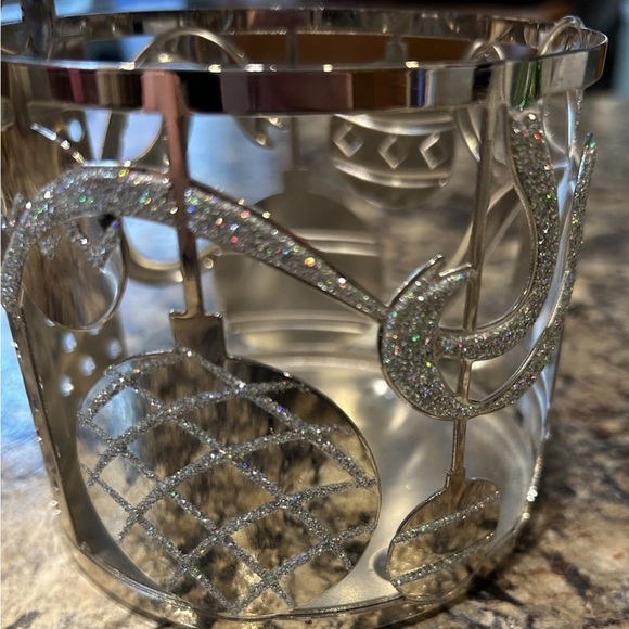 Bath & Body Works Silver Glitter Candle Holder Christmas Theme - Picture 2 of 5